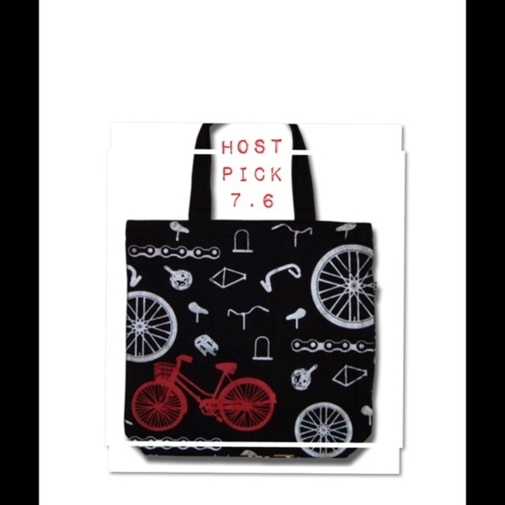 NWT Funtote Bike Black Cotton Canvas Tote Bag